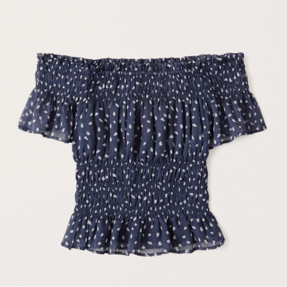 Abercrombie & Fitch dusty blue off shoulder chiffon top size XS